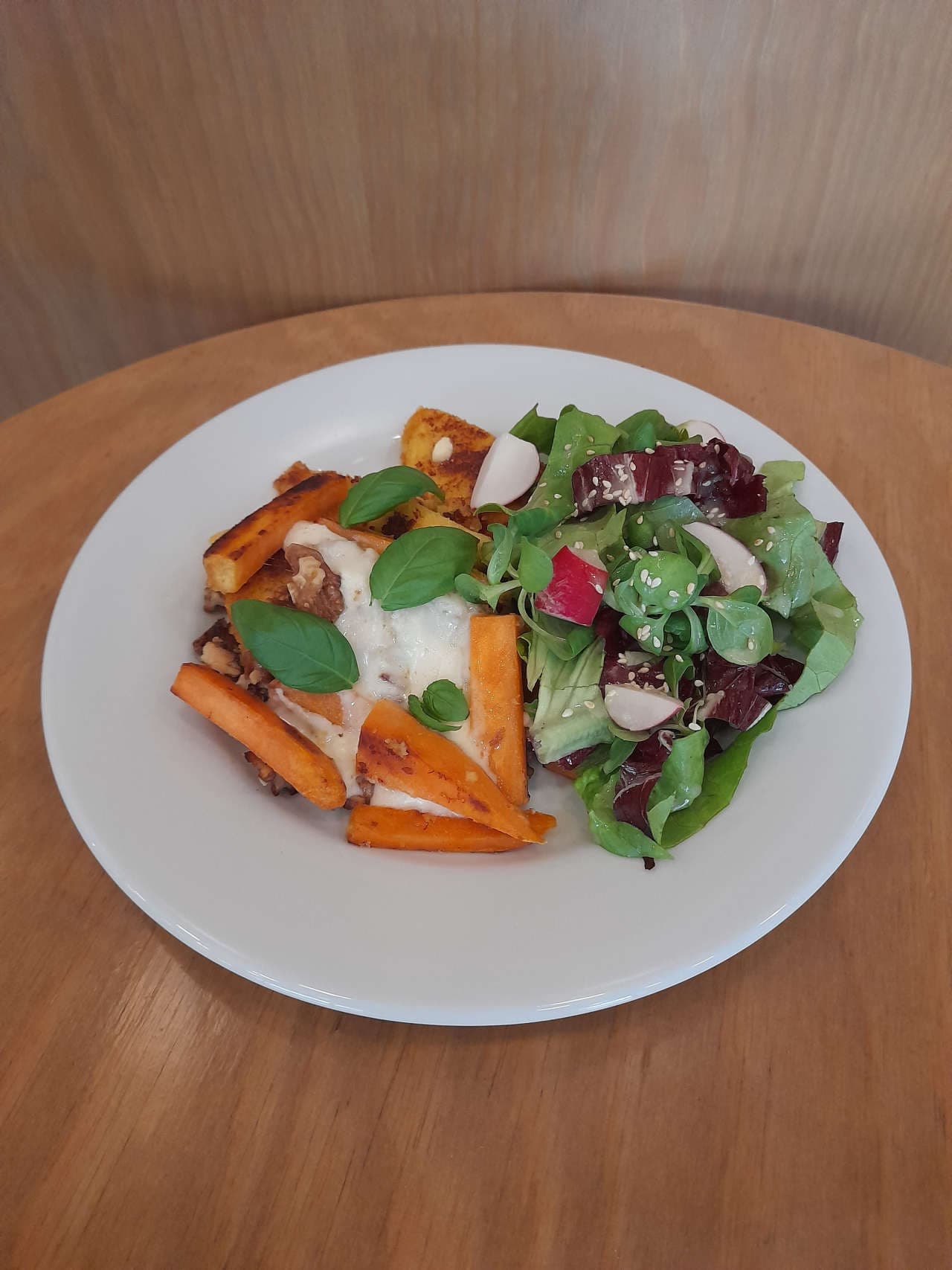 POLENTA - WITH GOAT CHEESE, SWEET POTATOES, WALNUTS